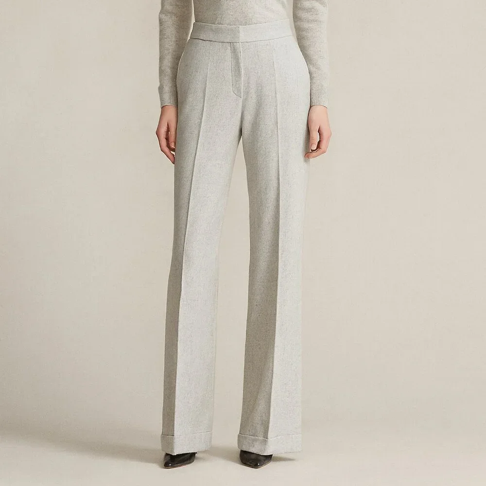 Ralph Lauren Black Label Women's Wool & Cashmere Wide Leg/Flare Pants Gray 10 - Picture 10 of 10